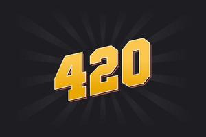 Number 420 vector font alphabet. Yellow 420 number with black background