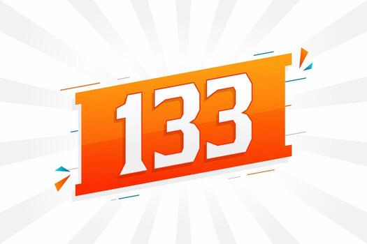 133 number vector font alphabet. Number 133 with decorative element stock vector