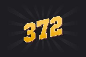 Number 372 vector font alphabet. Yellow 372 number with black background