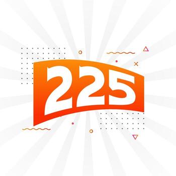 225 number vector font alphabet. Number 225 with decorative element stock vector