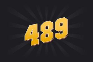 Number 489 vector font alphabet. Yellow 489 number with black background