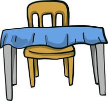 Table and chair, illustration, vector on a white background.