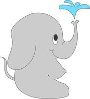 Elefantito feliz, ilustración, vector sobre fondo blanco.