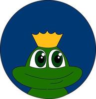King frog, illustration, vector on white background