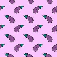 Purple eggplant , seamless pattern on a light purple background. vector