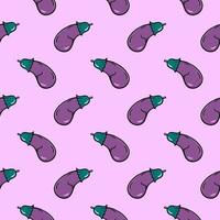 Purple eggplant , seamless pattern on a light purple background. vector