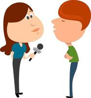 Woman interviewing passenger , illustration, vector on white background