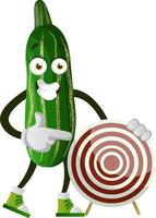 Cucumber with target, illustration, vector on white background.