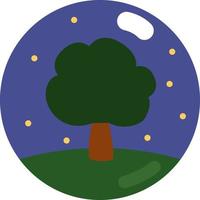 Tree on the field land scape, illustration, vector on a white background.