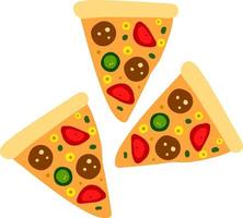 Flat pieces of pizza, illustration, vector on white background.