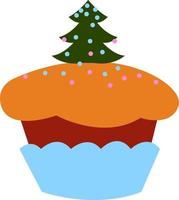 Sweet cupcake, illustration, vector on white background.