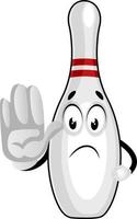 Bowling pin showing stop sign, illustration, vector on white background.