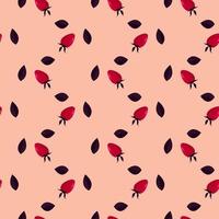 Rose hip , seamless pattern on a pink background. vector