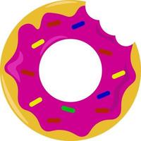 Bitten donut, illustration, vector on white background.