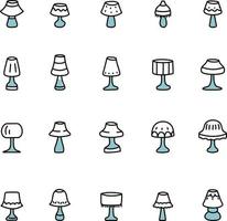 Night lamps icon set, illustration, on a white background. vector