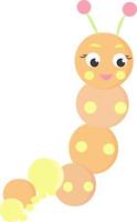 Cute worm, illustration, vector on white background.