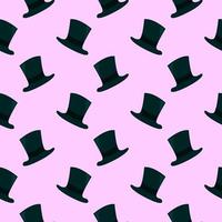 Black elegant hat,seamless pattern on pink background. vector