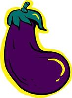 Interesting eggplant, illustration, vector on white background.