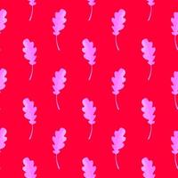 Pink leaf, seamless pattern on red background. vector