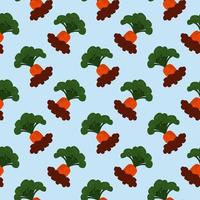 Small carrots,seamless pattern on  light blue background. vector