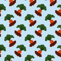 Small carrots,seamless pattern on  light blue background. vector