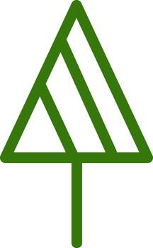 Green triangle tree with lines, illustration, vector on white background.
