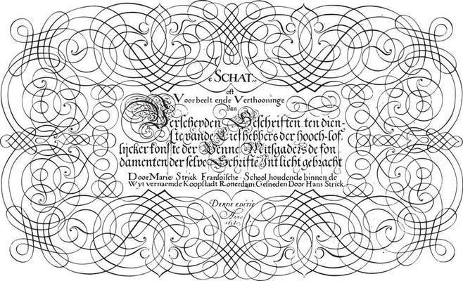 Title print for a series of calligraphic writing examples, vintage illustration.