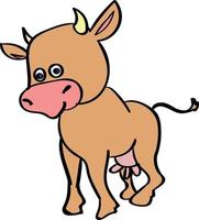 Funny cow, illustration, vector on white background.