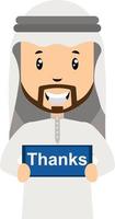 Arab with thanks sign, illustration, vector on white background.