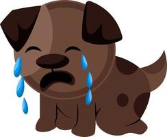 Brown sad dog crying vector illustration on a white background