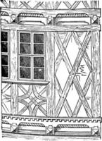 Portion of a Bay work House at Halberstadt, vintage illustration. vector