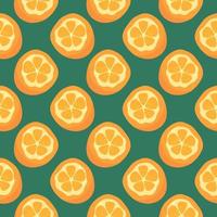 kumquat naranja, patrón sin costuras sobre fondo oscuro. vector