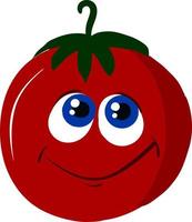 Happy red tomato, illustration, vector on white background.