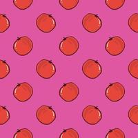 Cute tomatoes,seamless pattern on dark pink background. vector