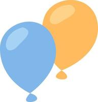 Yellow and blue balloon, illustration, vector on a white background.