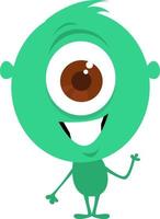 Little monster with one eye, illustration, vector on white background.