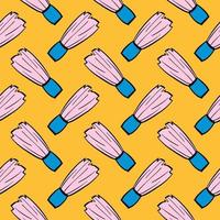 Shaving brush,seamless pattern on yellow background. vector