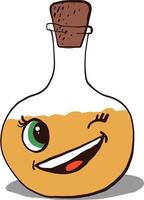 Winking oil in bottle, illustration, vector on white background