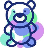 Colorful bear toy, illustration, vector on a white background.
