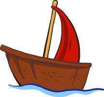 Small wooden boat , illustration, vector on white background