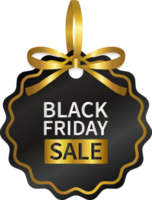 black friday sale circle price tag with gold ribbon png