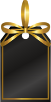 isolate black price tag with gold ribbon png design