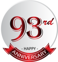 etiqueta de celebración del 93 aniversario png
