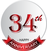 etiqueta de celebración del 34 aniversario png