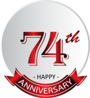 74e verjaardag viering etiket png