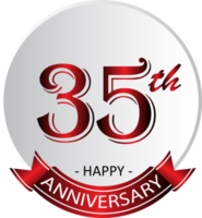 etiqueta de celebración del 35 aniversario png