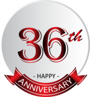 etiqueta de celebración del 36 aniversario png
