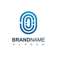 Secure Logo With Fingerprint Symbol vector