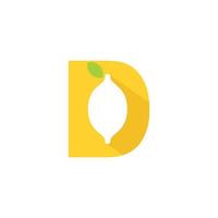 Letter D, Lime Logo With Silhouette Lime Symbol On D Initial vector