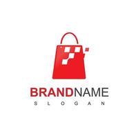 Fast Moving Bag Logo With Pixel Symbol For Online Store Or Retail Logo vector